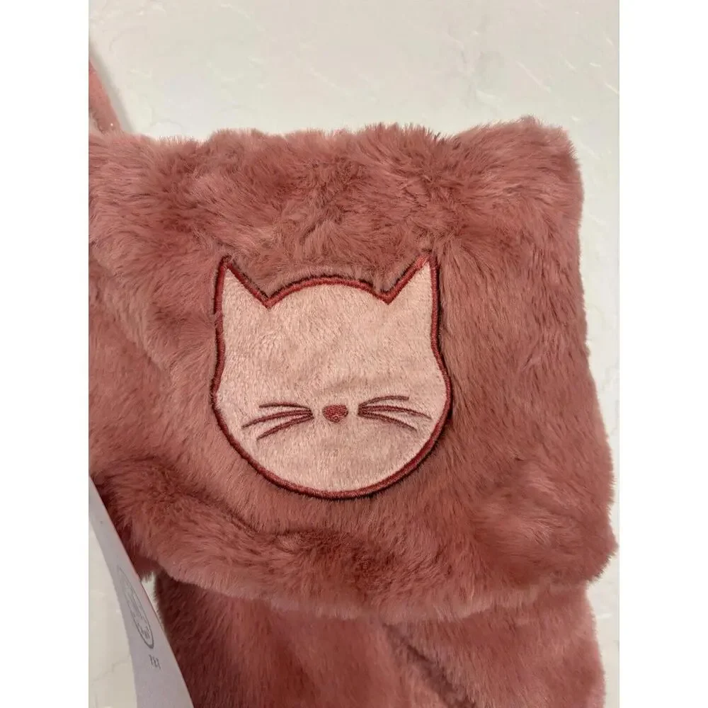 Martha Stewart Cat Pet Fuzzy Pink Holiday Stocking 18x7‎ 1830